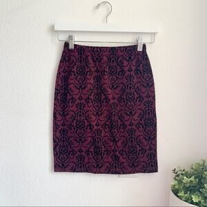 Flash Maroon black velvet pencil skirt